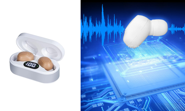 Hearing Aids, Miniature Hearing Amplifiers for Adults with Noise Cancelling, Rechargeable Hearing Aids for Seniors with Crystal Clear Sound, and LED Power Display