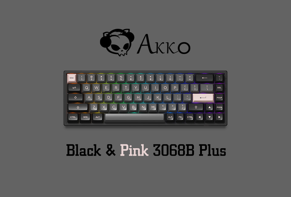 Akko 3068B Plus RGB Mechanical Gaming Keyboard, ISO-Nordic Layout, 3 Modes (BT5.0/2.4Ghz/Type C) Compact Mini Keyboard with Hotswap, Cherry PBT Keys, Programmable BLUE SWITCH