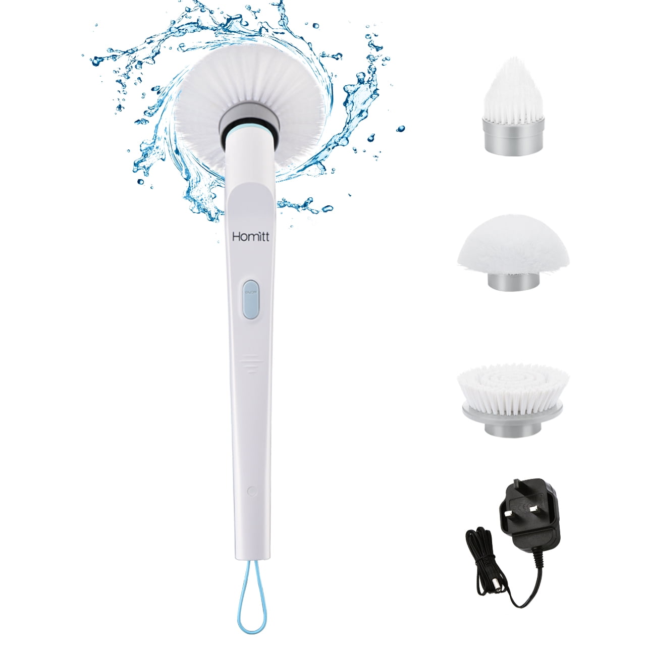 Homitt Electric Spin Scrubber, Mini Brush for 90-min Use, Cordless Power Tub Shower Scrubber with 3 Replaceable Cleaning Heads for Bathtub, Kitchen, Sink, Floor, Toilet