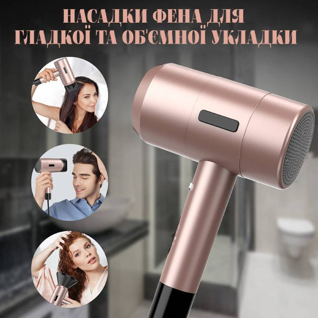 Professional hair dryer Hair Dryer with ionization, 2000 W, 3 modes, with diffuser and concentrator, gold