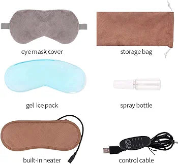 NEWGO USB Heated Eye Mask Steam Warm Eye Compress with Temperature/Timer Control Hot Eye Mask for Blepharitis, Sleeping, Dry Eyes, Tired Eyes, Stye