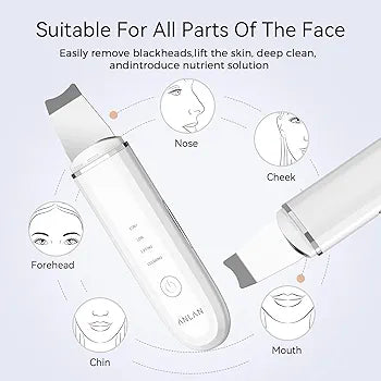 Skin Scrubber, ANLAN Ultrasonic EMS Ion Exfoliating Device Face Cleanser and Blackhead Remover Pores Cleaning Wrinkle Remover Comedone Extractor Skin Care with 4 Modes USB Rechargeable