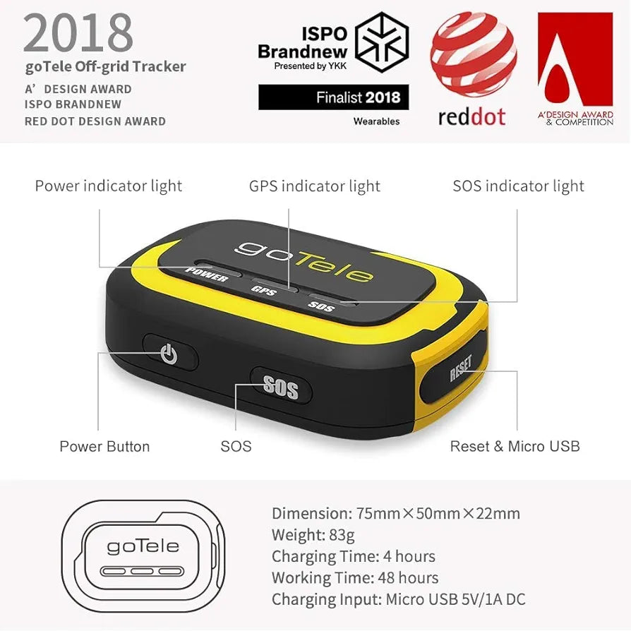 goTele GPS Tracker Hiking Hunting Off-grid GPS Children and Pets Trackers No Monthly Fee No Required Network Real Time Tracking Device Outdoor Survival Tracking Gear