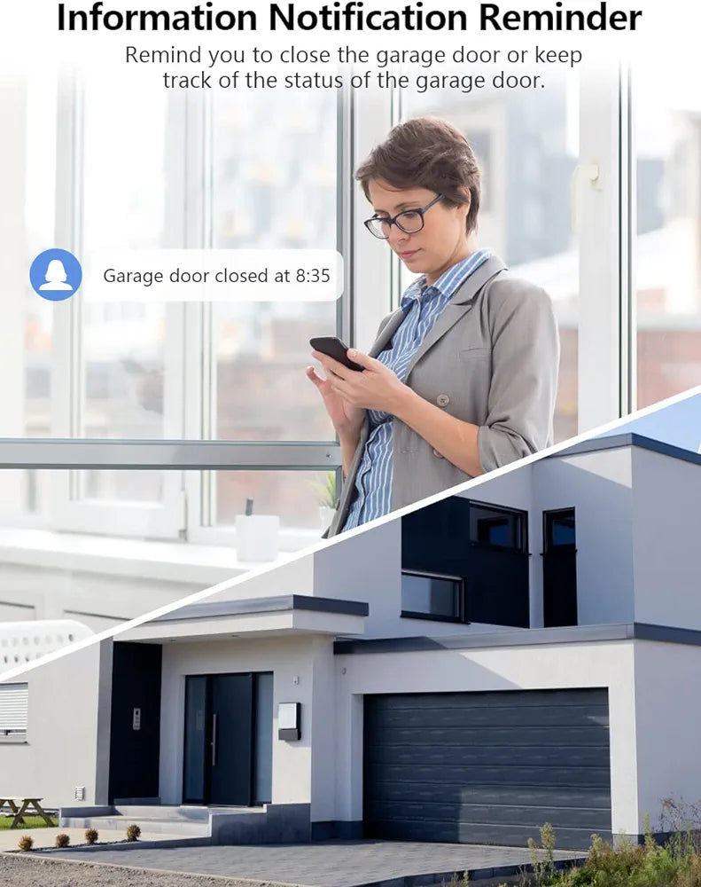 Smart Garage Door Opener, Maxcio WiFi Garage Door Switch, Compatible with Alexa/Google Home, App Control, Timer and Countdown, Operating Recording Available