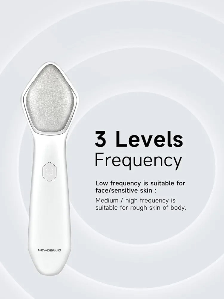 NEWDERMO Microdermabrasion Machine Pro, Large Diamond Electric Microdermabrasion Wand Tool With Red Light Therapy & 3 Levels Frequency for Face Body Exfoliate Skin Care(White)