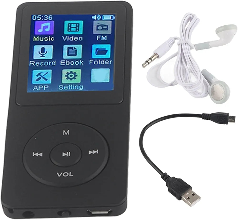MP3 Player 32GB with Speaker Earphone Portable Mini White Music Player Support Voice Recorder E-Book 1.8 inch HD Screen Support up to 128GB