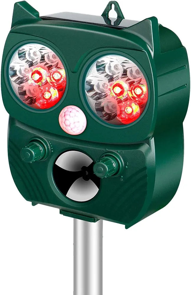 Professional Repellent, Solar Powered Ultrasonic Repellent IP66 Waterproof Adjustable Frequency to Repel 5 Adjustable Modes Animal Repeller Ultrasound Repellent (green)
