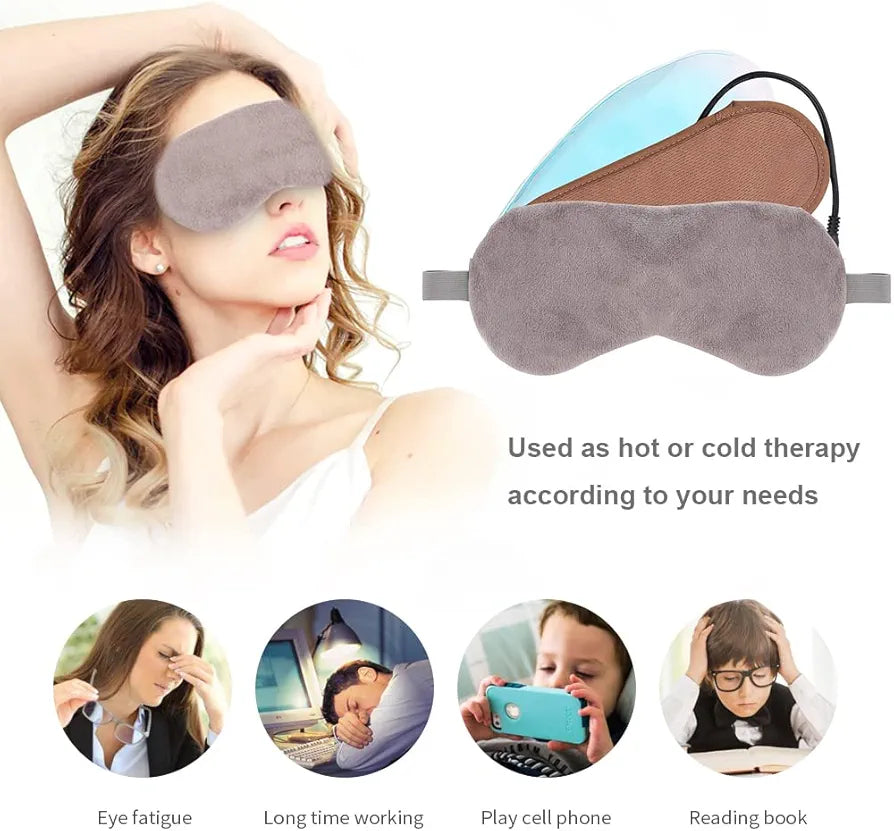 NEWGO USB Heated Eye Mask Steam Warm Eye Compress with Temperature/Timer Control Hot Eye Mask for Blepharitis, Sleeping, Dry Eyes, Tired Eyes, Stye