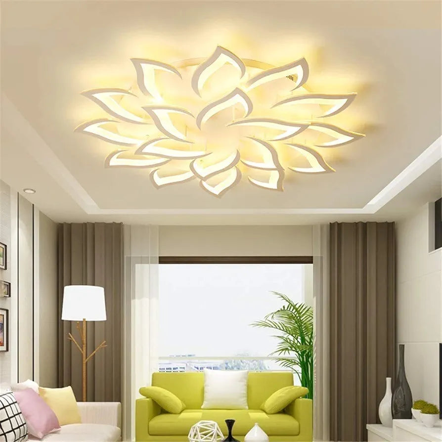 JIAODIE Dimmable LED Ceiling Light Petal Chandelier Flowers Dining Table Lamp Modern Metal Acrylic Ceiling Lamp Living Room Kitchen Bedroom Indoor Ceiling Light Lighting, 18 Heads/Diameter 120 cm/168