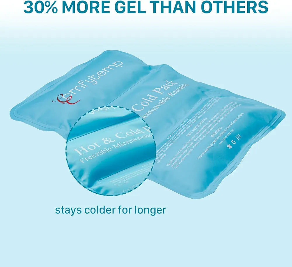 Gel Cold & Hot Ice Packs for Injuries, 10.5" X 14.5" Comfytemp Reusable Warm or Ice Pack with Strap for Shoulders, Hip, Knee, Lower Back