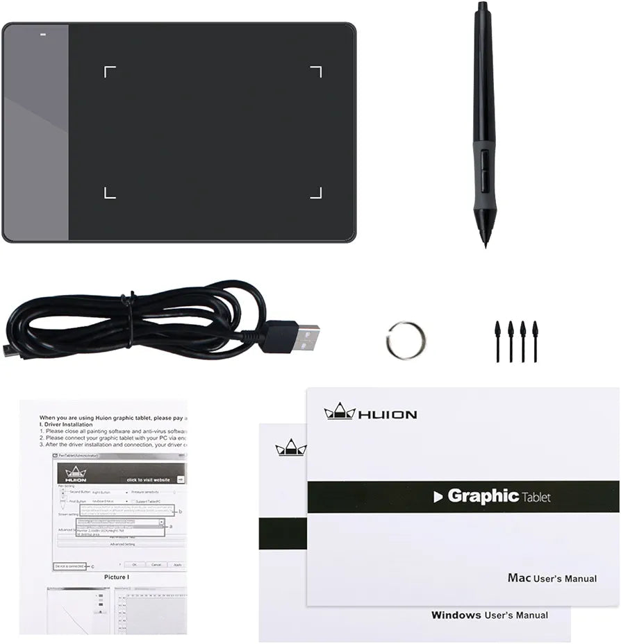 HUION 420 OSU Tablet Drawing Tablet, Graphics with Digital Stylus, 4 x 2.23 inches for Digital Art, Design & Animation, Work with Mac, PC