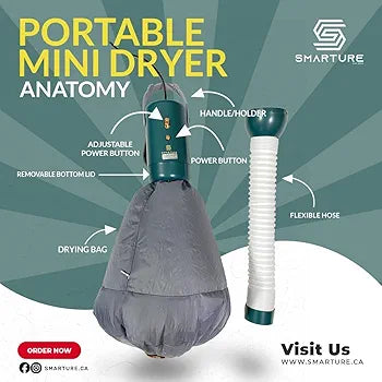 SMARTURE Travel Size Portable Dryer for Travel, Camping, Perfect for Drying