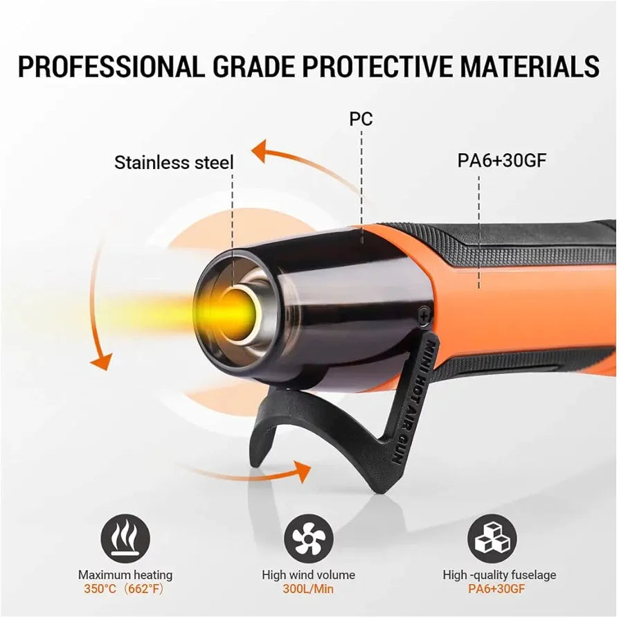 Mini Heat Gun, 350W/662°F Hot Air Gun with 6.56Ft Long Cable-HGP35AC