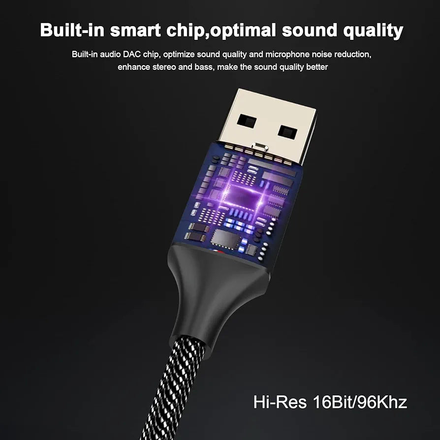 MOSWAG USB to Audio Jack Adapter 0.65Feet/20cm,External Sound Card Jack Audio Adapter with 3.5mm Aux Stereo Converter Compatible with Headset,PC,Laptop,Linux,Desktops,PS4 and More Device