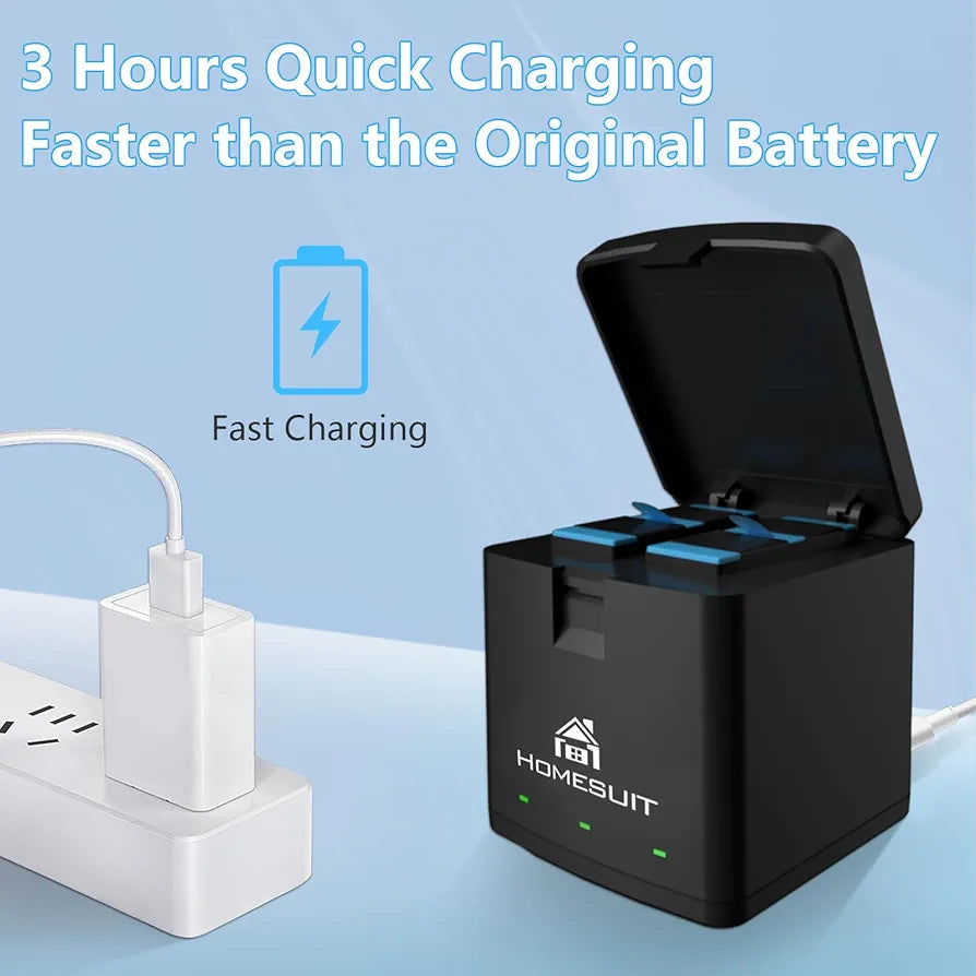 Homesuit Hero 10/9 Battery and 3-Channel LED USB Hero 10/9 Charger for GoPro Hero 10/9
