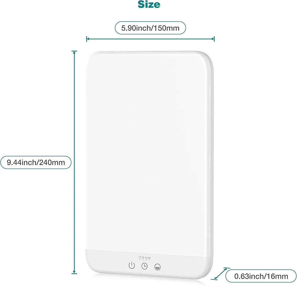 Light Therapy Lamp, Ultra-Thin UV-Free 10000 Lux Therapy Light, Timer Function, Adjustable Brightness Levels, Two Color Temperature, 90° Rotatable Stand for a Happy Life