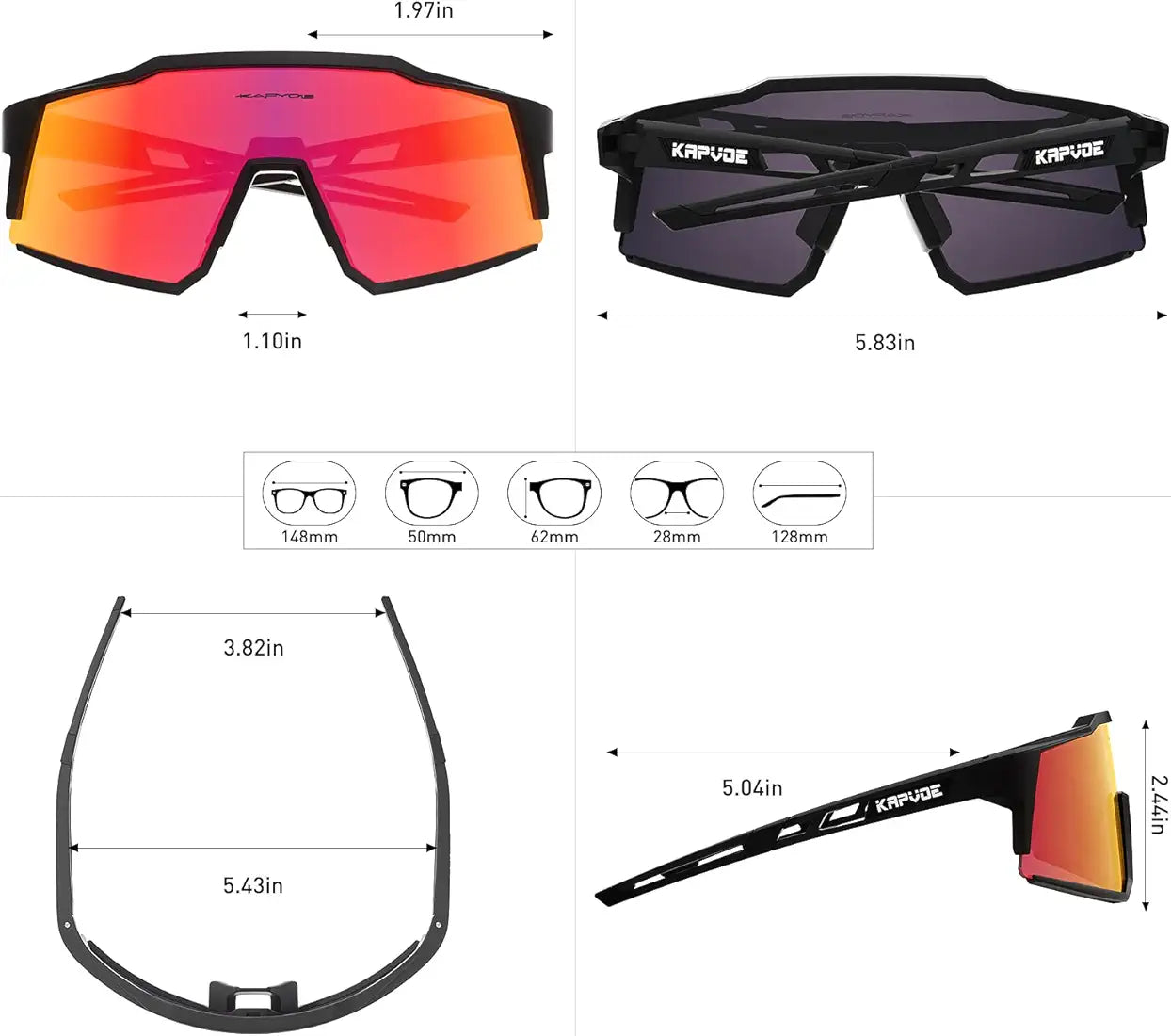 KAPVOE Polarized Cycling Glasses With 1 Lens Or 4 Interchangeable Lens Tr90 Frame For Men Women Sports Sunglasses Bike
