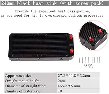 PC Water Cooling Kit DIY Water Cooling Kit with Cooler CPU/GPU Block Cylindrical Water Reservoir Pump LED Fan 240mm Heat Sink Connectors Kit All-in-one Liquid Computer Water Cooling set