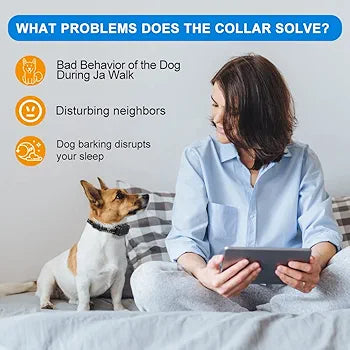 KaiNaDi Anti Barking Dog Collars, Anti Bark Collar for Large Medium Small Dog, Stop Dog Barking Deterrent Device IPX67 Waterproof & Rechargeable, 2 Modes of Beep & vibration collar - No Shock (Black)