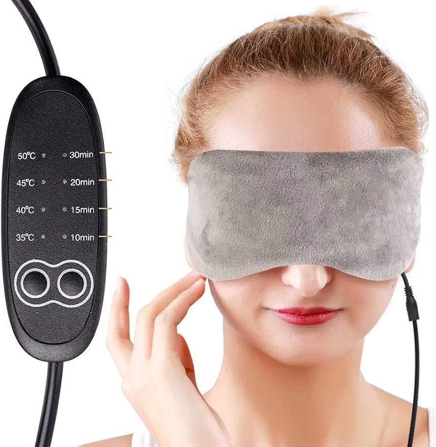 NEWGO USB Heated Eye Mask Steam Warm Eye Compress with Temperature/Timer Control Hot Eye Mask for Blepharitis, Sleeping, Dry Eyes, Tired Eyes, Stye