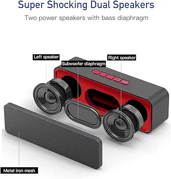 Portable Bluetooth Speaker, TWS Bluetooth 5.0 Wireless Speaker with 3D Stereo Hi-Fi Bass, Built-in 1500 mAh Battery, 12H Playtime
