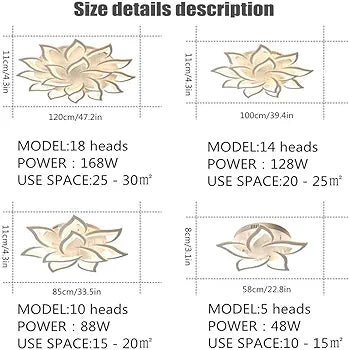 JIAODIE Dimmable LED Ceiling Light Petal Chandelier Flowers Dining Table Lamp Modern Metal Acrylic Ceiling Lamp Living Room Kitchen Bedroom Indoor Ceiling Light Lighting, 18 Heads/Diameter 120 cm/168