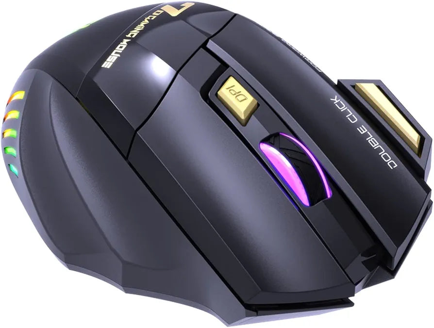 Mute Ergonomic Gaming Mouse iMice GW-X7 7 Buttons Rechargeable RGB Wireless Adjustable DPI Ergonomic Gaming Office Mice (black)