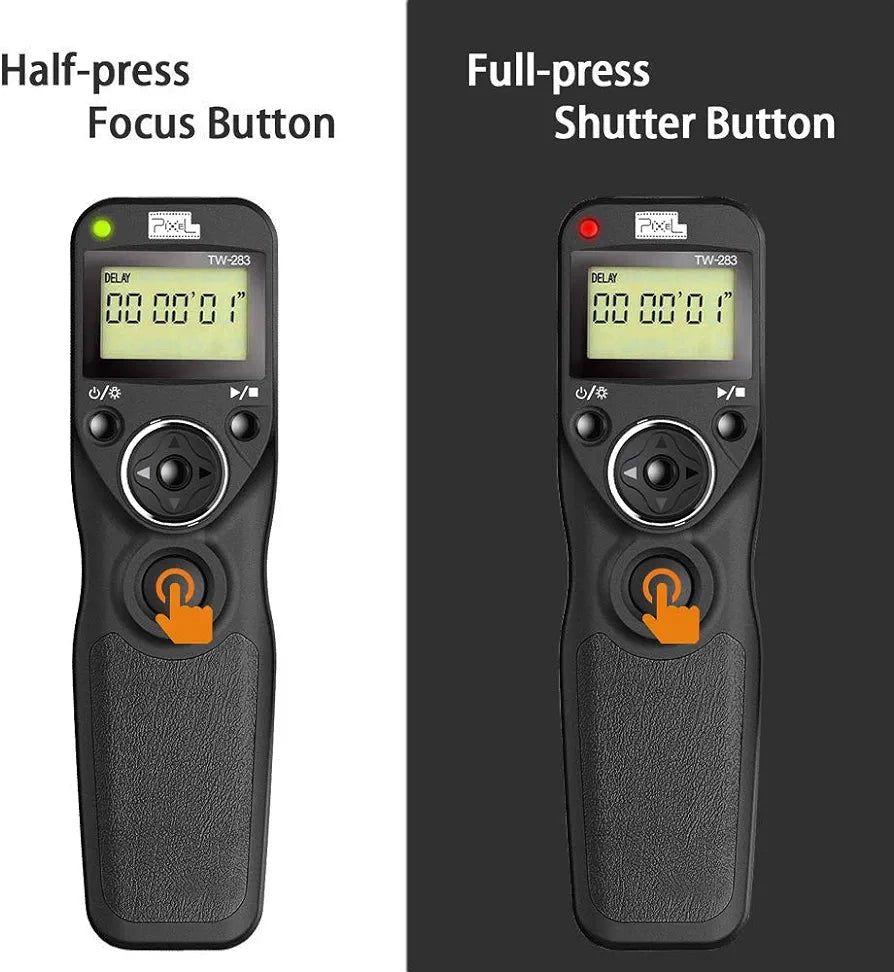 Pixel TW-283 E3 Wireless Shutter Release Cable Wired Remote Control Compatible Compatible for Canon XT XTi XS XSi T1i T2i T3 T3i T4i T5 T5i T6i SL1 EOS R R6 1300D 300D 60D 60Da 70D 80D 90D 850D 750D
