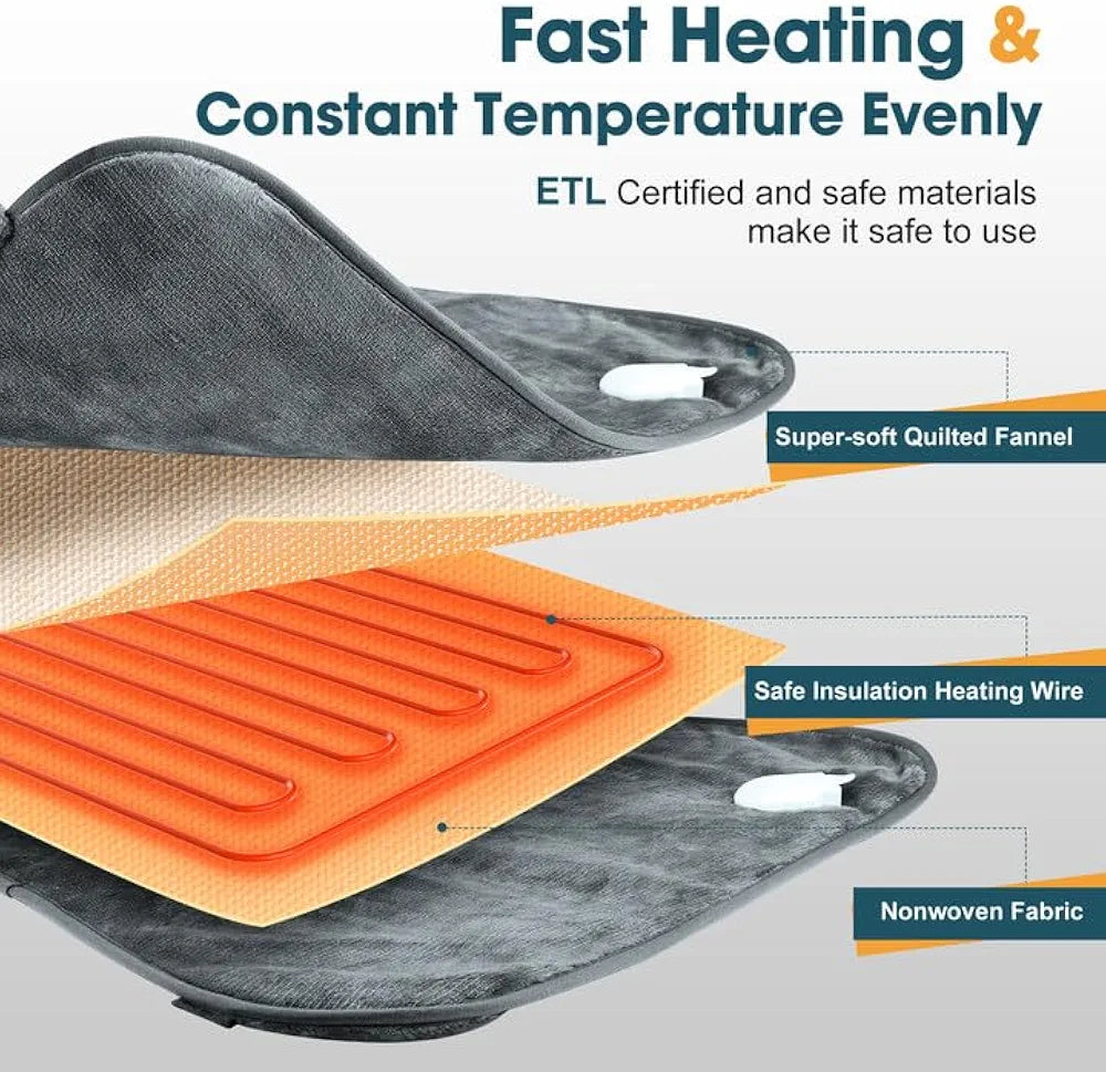 Heating Pad for Back Relaxation - Electric Heating Pad for Shoulders and Neck - Wearable Wrap Around Heat Pads - 24"x33" Fast Heated Wrap with 6 Temperature Settings, 1.5H Auto Shut Off,