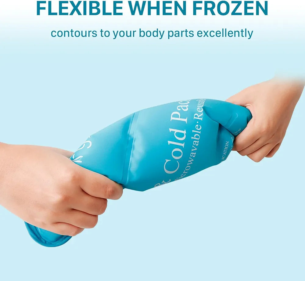 Gel Cold & Hot Ice Packs for Injuries, 10.5" X 14.5" Comfytemp Reusable Warm or Ice Pack with Strap for Shoulders, Hip, Knee, Lower Back