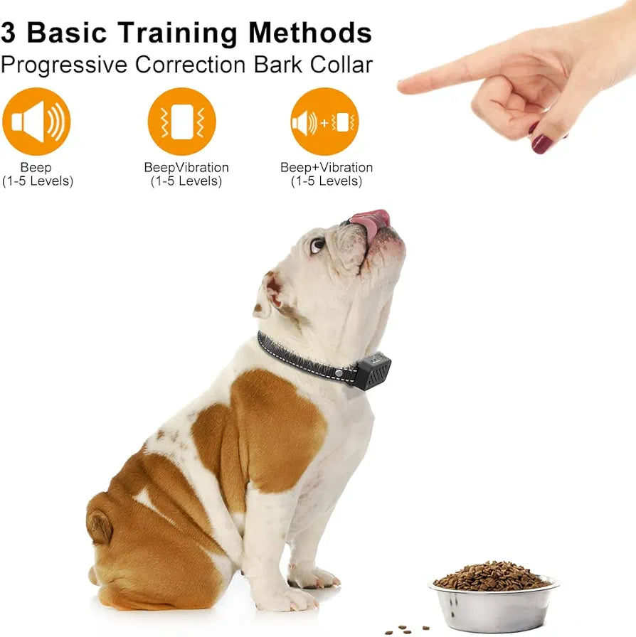 KaiNaDi Anti Barking Dog Collars, Anti Bark Collar for Large Medium Small Dog, Stop Dog Barking Deterrent Device IPX67 Waterproof & Rechargeable, 2 Modes of Beep & vibration collar - No Shock (Black)