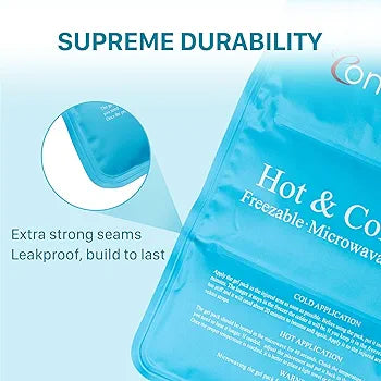 Gel Cold & Hot Ice Packs for Injuries, 10.5" X 14.5" Comfytemp Reusable Warm or Ice Pack with Strap for Shoulders, Hip, Knee, Lower Back