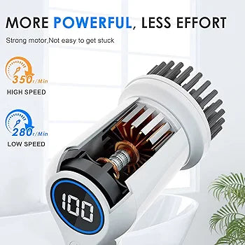 Electric Spin Scrubber, Power Cleaning Brush Shower Scrubber with Digital Display and 4 Replaceable Heads, 2 Adjustable Speeds, Electric Scrubber Brush for Cleaning Bathroom Tile Floor Bathtub Window