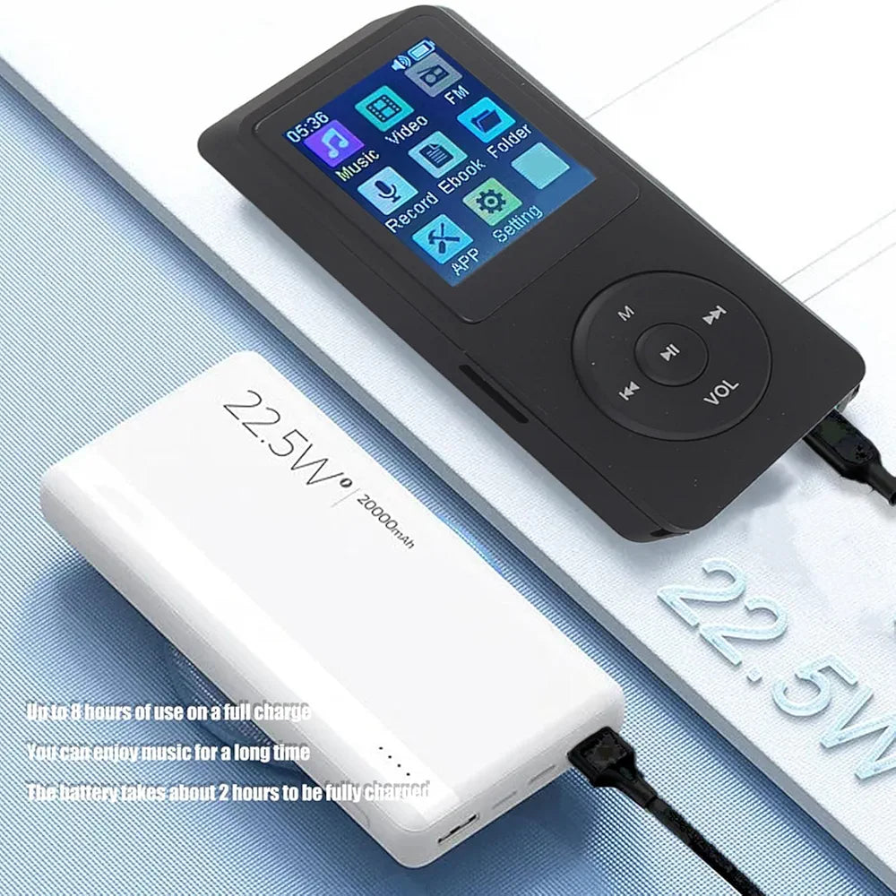 MP3 Player 32GB with Speaker Earphone Portable Mini White Music Player Support Voice Recorder E-Book 1.8 inch HD Screen Support up to 128GB