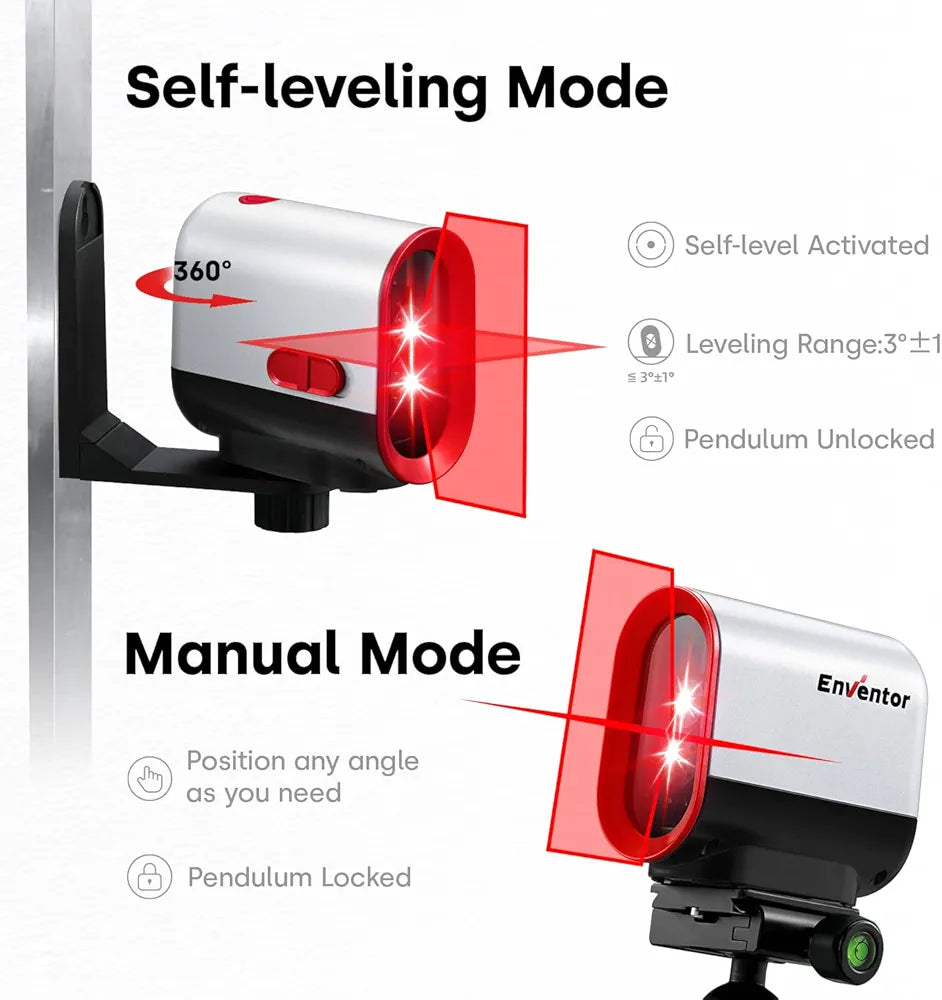 Enventor Rechargeable Laser Level,Li-ion Battery Laser Level Self Leveling with Pulse Mode