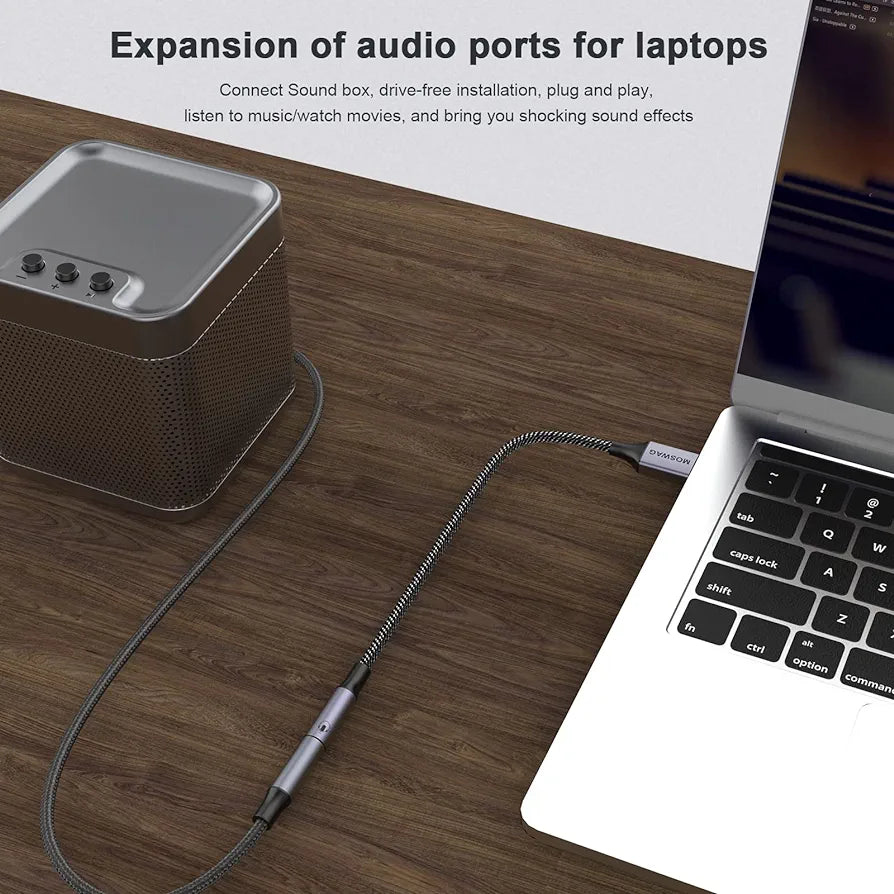 MOSWAG USB to Audio Jack Adapter 0.65Feet/20cm,External Sound Card Jack Audio Adapter with 3.5mm Aux Stereo Converter Compatible with Headset,PC,Laptop,Linux,Desktops,PS4 and More Device