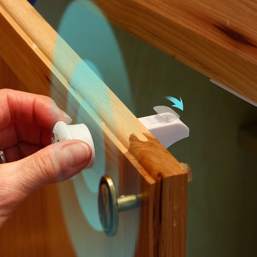 Magnetic Cabinet Locks (12 Locks + 2 Keys) with Adhesive, Easy Installation Tool - Child Proof Drawers - No Tools Or Screws Needed - Jool Baby