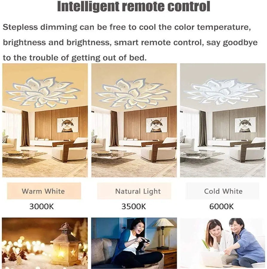 JIAODIE Dimmable LED Ceiling Light Petal Chandelier Flowers Dining Table Lamp Modern Metal Acrylic Ceiling Lamp Living Room Kitchen Bedroom Indoor Ceiling Light Lighting, 18 Heads/Diameter 120 cm/168