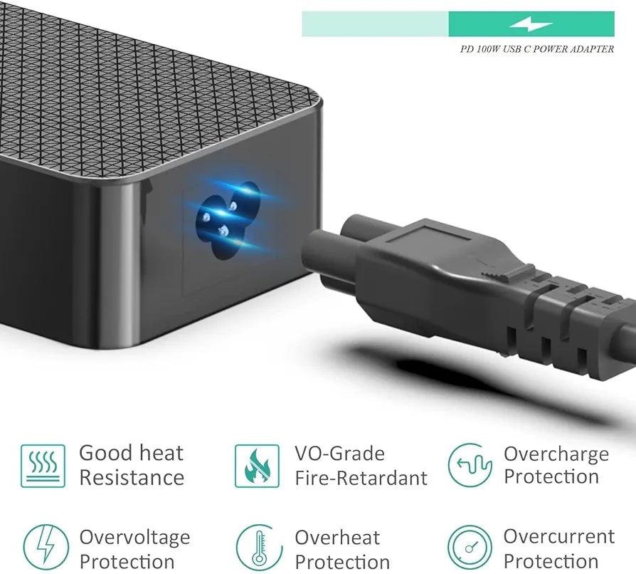 HKY USB C Charger 100 W USB-C Type C Power Supply Charger for MacBook 12 inch, MacBook Pro 13 inch / 15 inch, Surface GO, Surface Book 2, ChromeBook, Dell, HP, ACER, ASUS, Lenovo Yoga Thinkpad