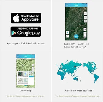 goTele GPS Tracker Hiking Hunting Off-grid GPS Children and Pets Trackers No Monthly Fee No Required Network Real Time Tracking Device Outdoor Survival Tracking Gear
