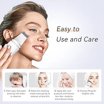 Skin Scrubber, ANLAN Ultrasonic EMS Ion Exfoliating Device Face Cleanser and Blackhead Remover Pores Cleaning Wrinkle Remover Comedone Extractor Skin Care with 4 Modes USB Rechargeable