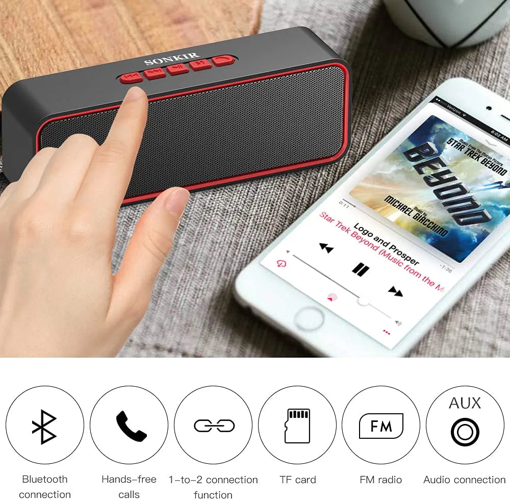 Portable Bluetooth Speaker, TWS Bluetooth 5.0 Wireless Speaker with 3D Stereo Hi-Fi Bass, Built-in 1500 mAh Battery, 12H Playtime