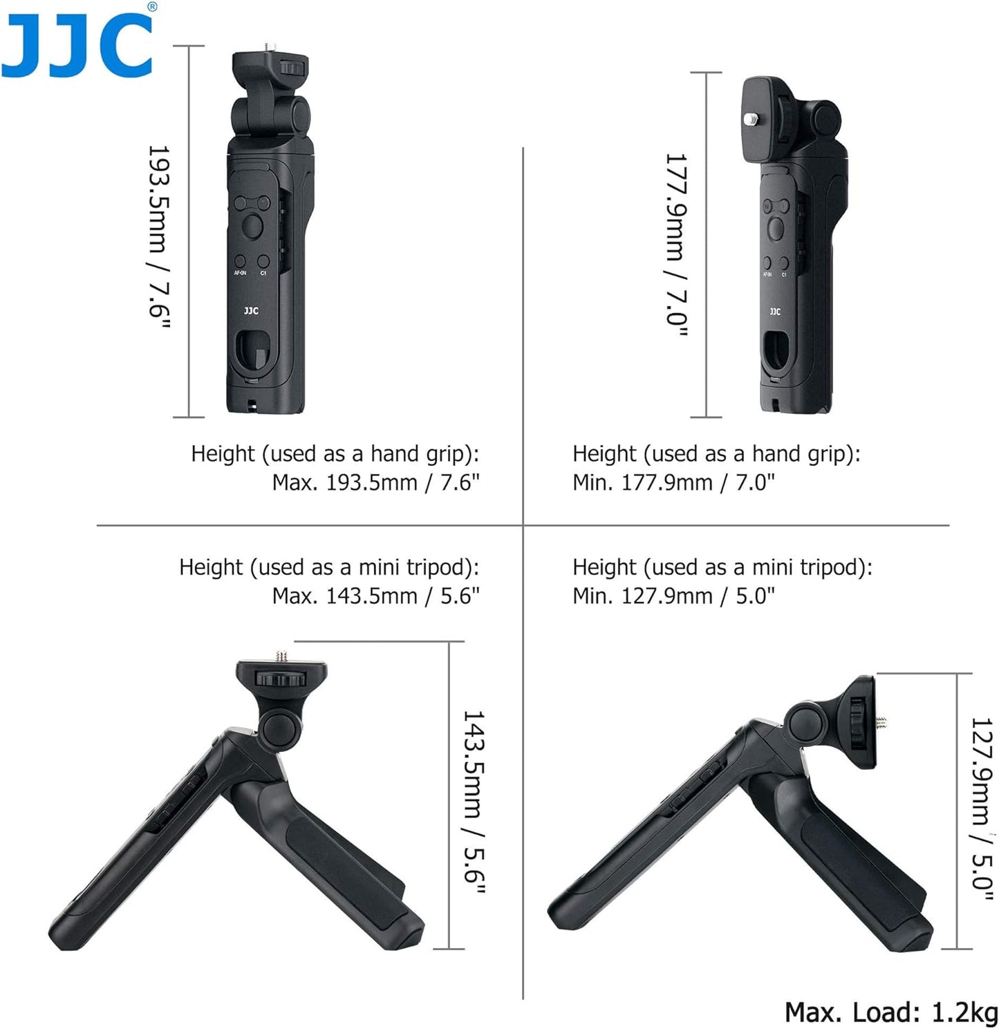 JJC Shooting Grip Detachable Bluetooth Remote for Sony ZV-E1 ZV-E10 ZV-1 ZV-1F A6600 A6400 A6100 RX100VII RX0II FX30 A7C A7SIII A7III A7RIII A7RIV A7RV fits Vlogger Replaces GP-VPT2BT Mini Tripod Grip