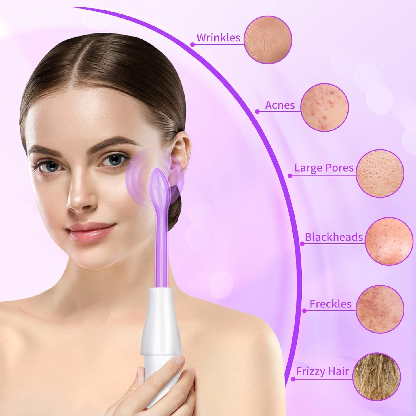 Portable High Frequency Facial Machine Wand Skin Tightening Facial, Firms Skin Reduces Wrinkles