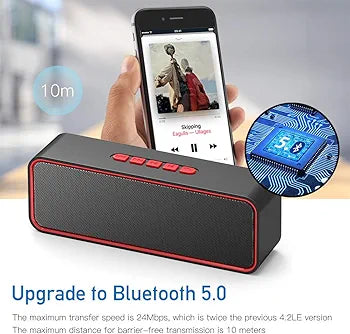 Portable Bluetooth Speaker, TWS Bluetooth 5.0 Wireless Speaker with 3D Stereo Hi-Fi Bass, Built-in 1500 mAh Battery, 12H Playtime