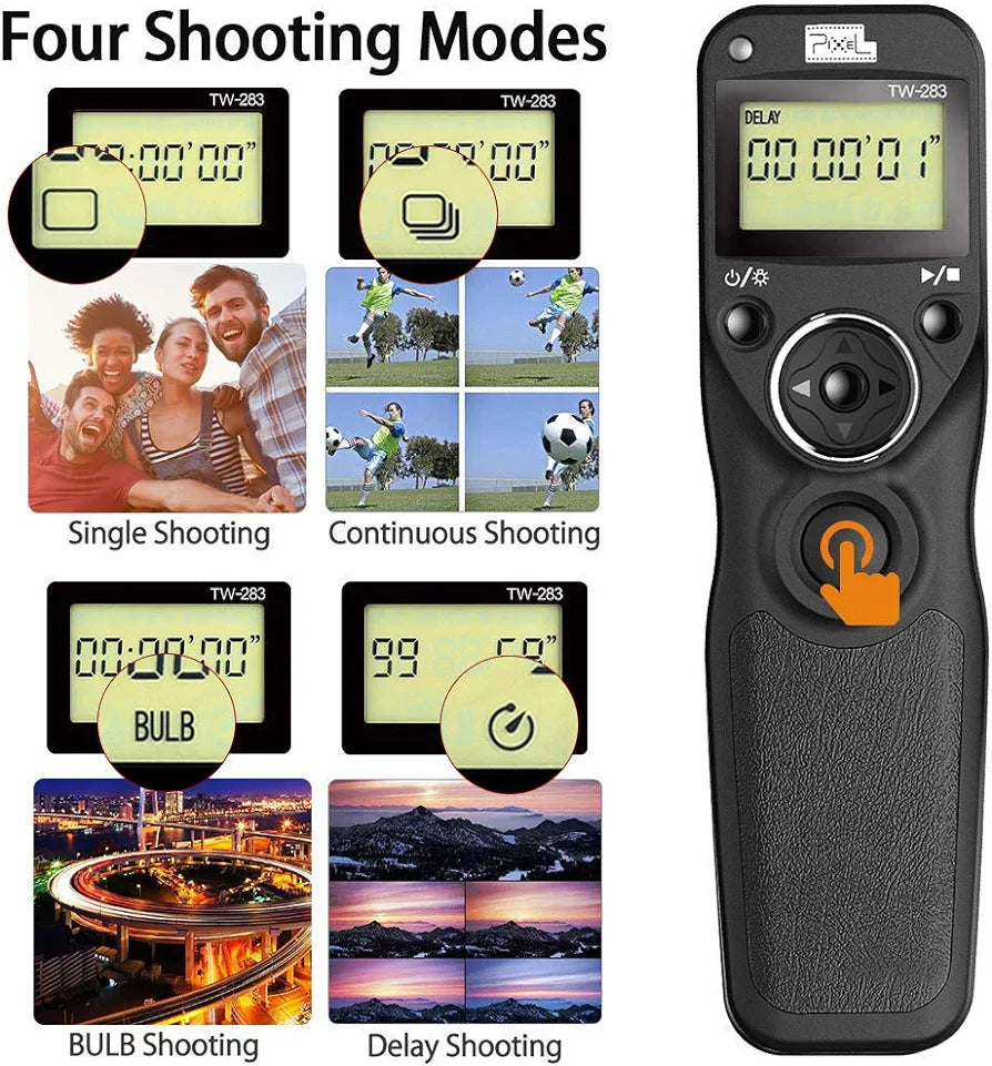 Pixel TW-283 E3 Wireless Shutter Release Cable Wired Remote Control Compatible Compatible for Canon XT XTi XS XSi T1i T2i T3 T3i T4i T5 T5i T6i SL1 EOS R R6 1300D 300D 60D 60Da 70D 80D 90D 850D 750D