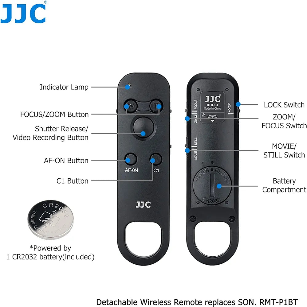 JJC Shooting Grip Detachable Bluetooth Remote for Sony ZV-E1 ZV-E10 ZV-1 ZV-1F A6600 A6400 A6100 RX100VII RX0II FX30 A7C A7SIII A7III A7RIII A7RIV A7RV fits Vlogger Replaces GP-VPT2BT Mini Tripod Grip