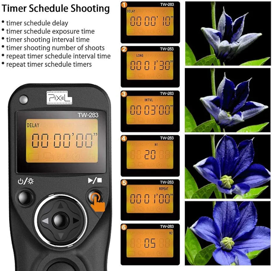 Pixel TW-283 E3 Wireless Shutter Release Cable Wired Remote Control Compatible Compatible for Canon XT XTi XS XSi T1i T2i T3 T3i T4i T5 T5i T6i SL1 EOS R R6 1300D 300D 60D 60Da 70D 80D 90D 850D 750D