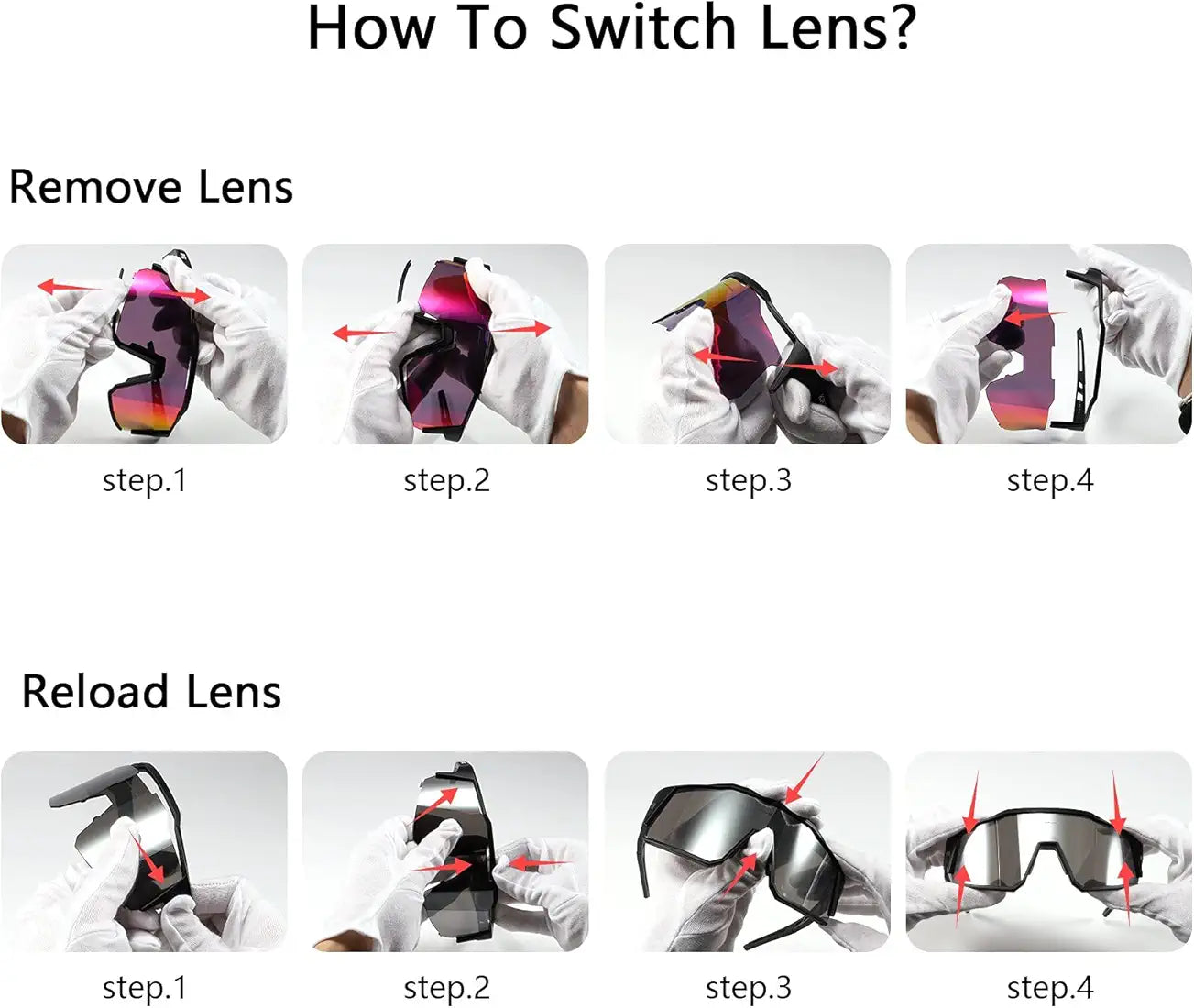 KAPVOE Polarized Cycling Glasses With 1 Lens Or 4 Interchangeable Lens Tr90 Frame For Men Women Sports Sunglasses Bike