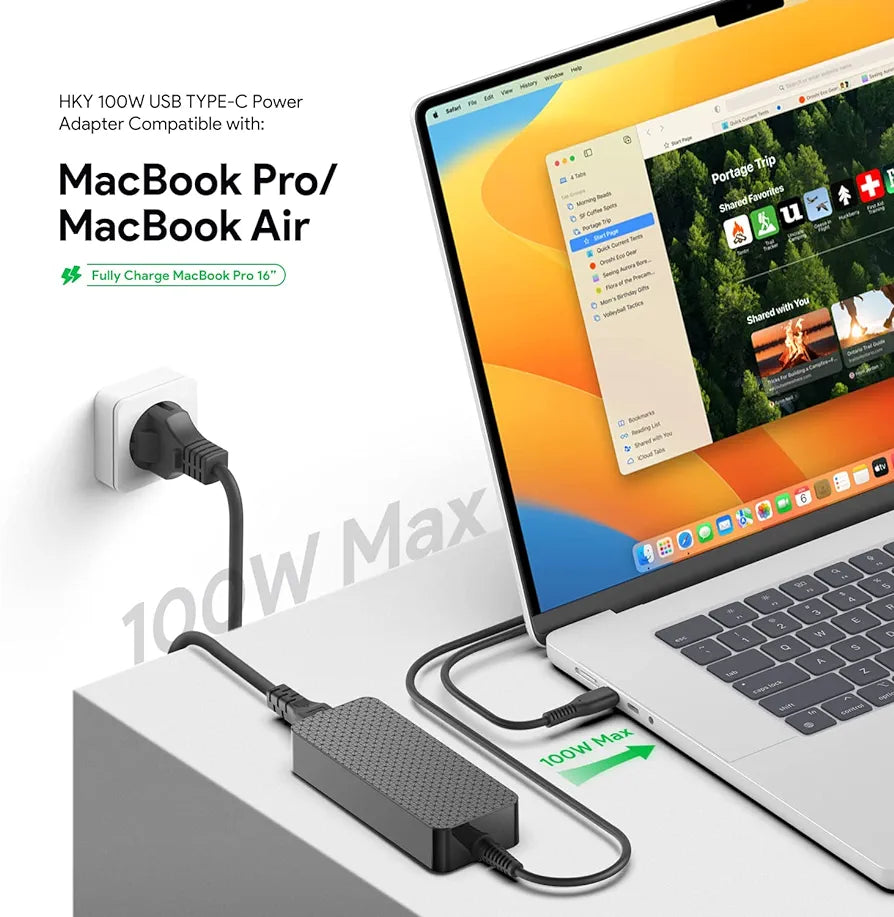 HKY USB C Charger 100 W USB-C Type C Power Supply Charger for MacBook 12 inch, MacBook Pro 13 inch / 15 inch, Surface GO, Surface Book 2, ChromeBook, Dell, HP, ACER, ASUS, Lenovo Yoga Thinkpad